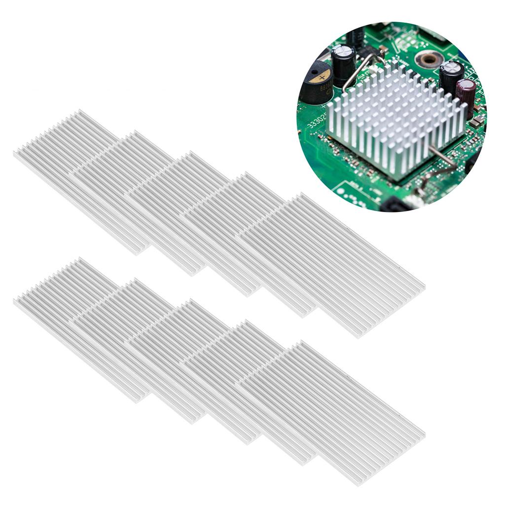 10Pcs Aluminum Heat Sink Heat Dissipation Cooling Sheet for Routers CPU Q50 X 4 X 100