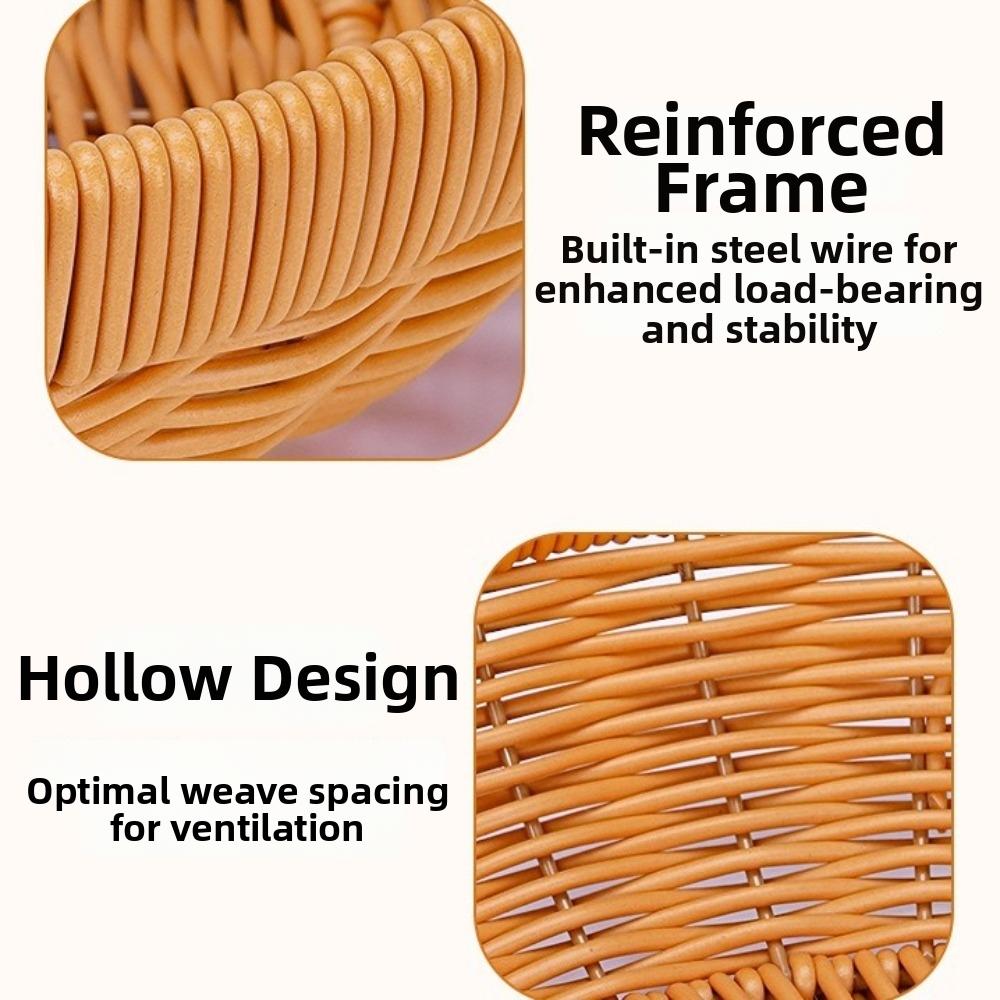 New Round Shape Rattan Basket with Handle Handwoven Storage Tray Portable Multi-purpose Storage Basket Tabletop Display