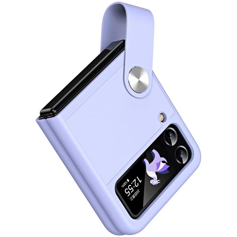 Pouzdro pro Samsung Galaxy Z Flip 4 / Flip 3, Kožené pouzdro pro Z Flip 4/3 s koženým držákem na prst, Pevné PC nárazuvzdorné ochranné pouzdro