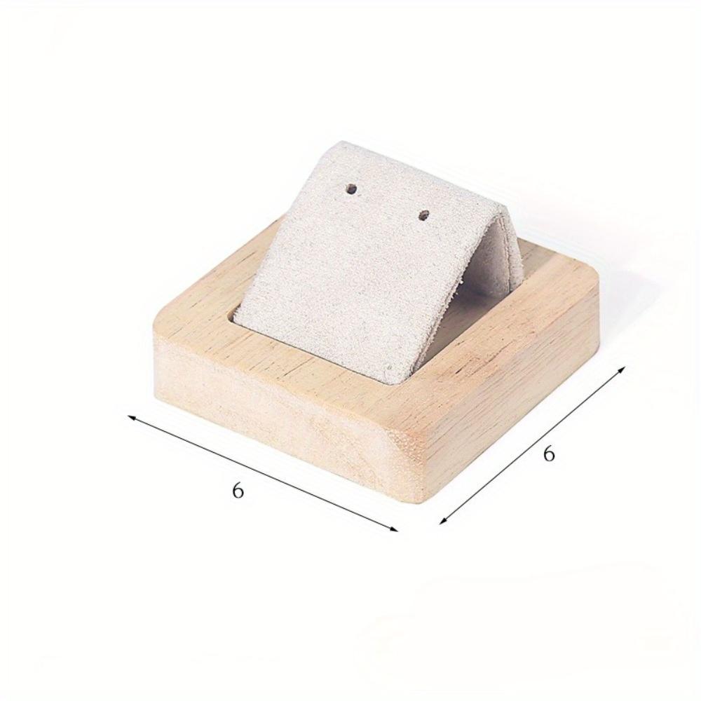 3Pcs Rectangle Wood Earring Display Stands with Slanted Iron Coverd with PU Holder for Single Pair Earring Showing