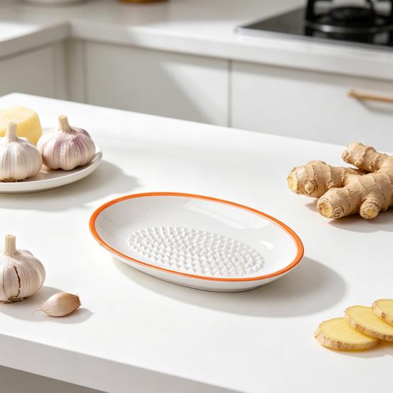 Ceramiczna Płytka do Tarcia Czosnku do Przygotowywania Jedzenia, Wielofunkcyjne Naczynie do Mielenia Imbiru, Antypoślizgowa Miska do Ugniatania Seru Gałki Muszkatołowej