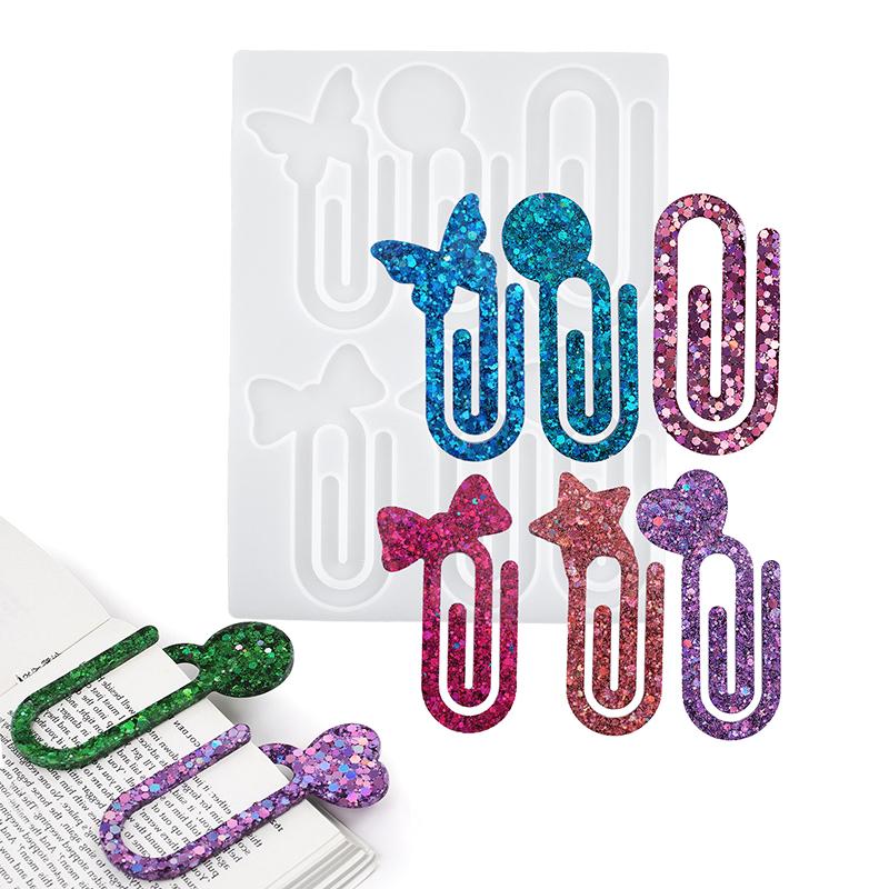 Silicone Paperclip Bookmarks Mold - Diy Resin Bookmark Molds For Craft Making, Reusable Cute Book Clip Casting Molds