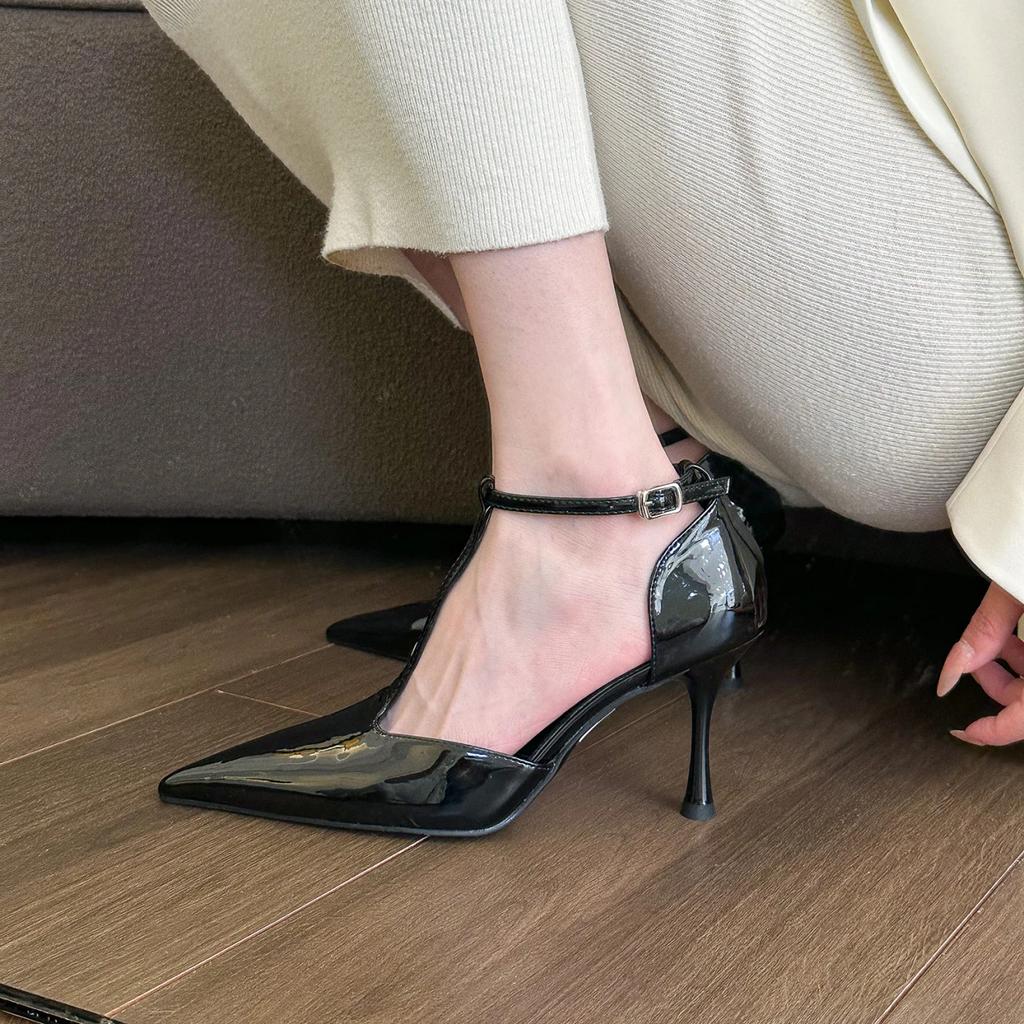 Shoes for Women 2026 New Summer Pointed Toe Stiletto Women's Sandals Advanced Sense Solid Color Buckle Strap Dress Sandals Women