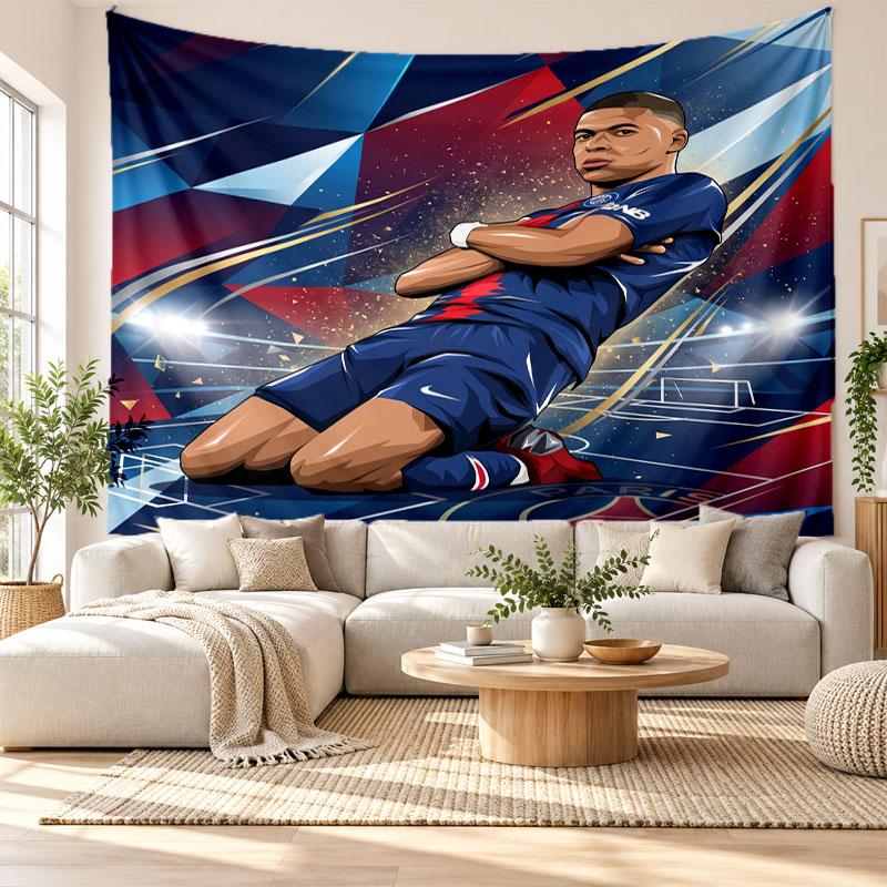 Kylian Mbappe Wall Tapestry, Soft Fabric Wall Hanging, Decorative Backdrop For Bedroom Home Wall Art