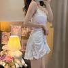 Xia Chun Wants Style Pajamas, Female Sexy Lace Suspender Nightgown, Nightdress, Two-Piece Set, Loungewear With Chest Pad