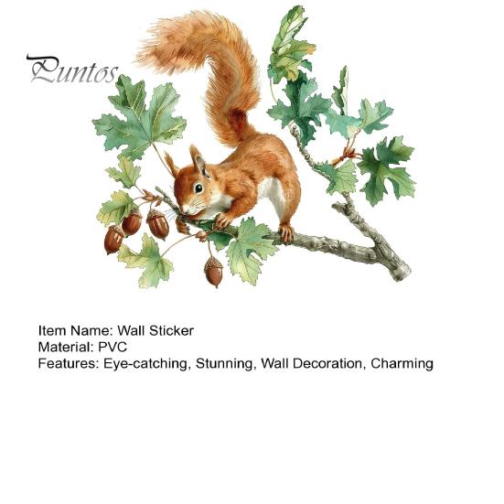 Natur-Thema Wohnkultur Aquarell Eichhörnchen Wandaufkleber, Niedlicher Ast Wandaufkleber, Weiche Illustrationsaufkleber Waldtier Wandbild Kunst für Wohnzimmer