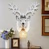 Vintage Wall Lamp Creative Deer Head Living Room Wall Hanging Lamp Bedroom Hallway Crystal Lamp