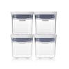 OXO Mini Square Plastic Airtight Pop Containers, 4-Piece Set for Kitchen Storage (Food, Condiments, Dry Goods, Moisture Protection)
