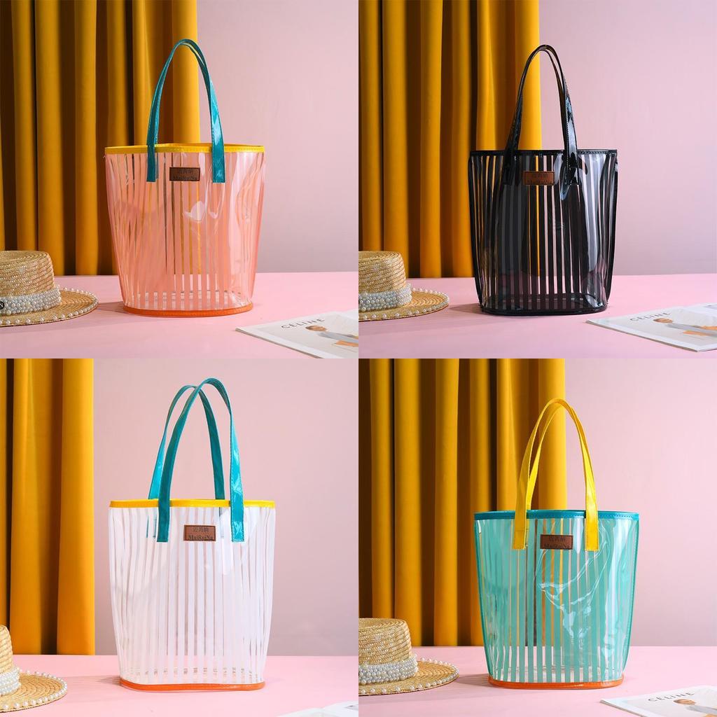 Pvc Transparent Tote Bag With Large Capacity For Beach And Swimming Pool Use