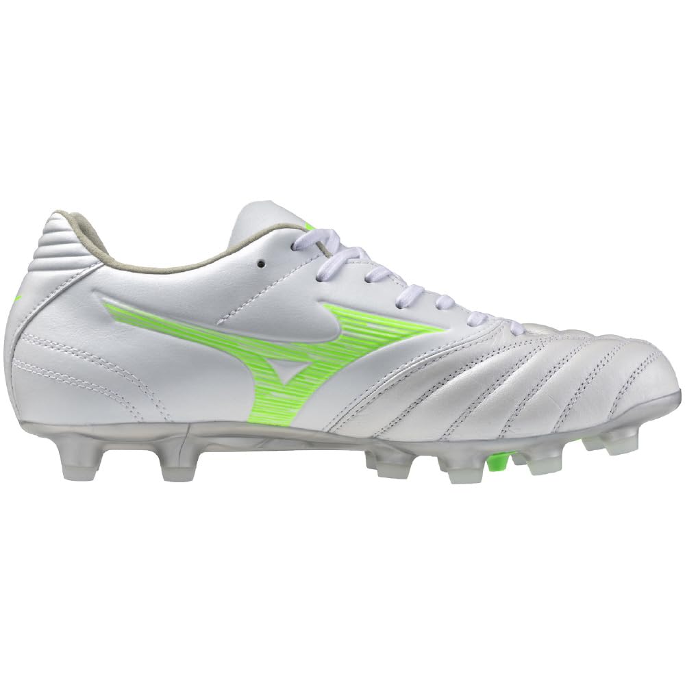 Mizuno Футбольные бутсы Monarcida NEO 3 WIDE PRO для клуба, супербелый перламутр x неоновый, 3E, активности, футбол, широкие, легкие, зеленые, 26.0 см,