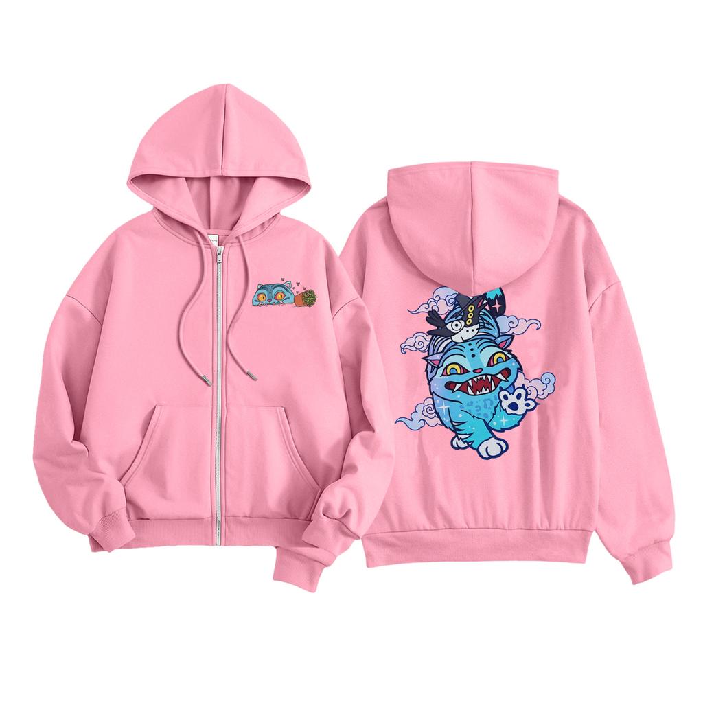 Kids Fashion Women's Lightweight Long Sleeve Zipper Hoodie Printed Hoodie With Pockets