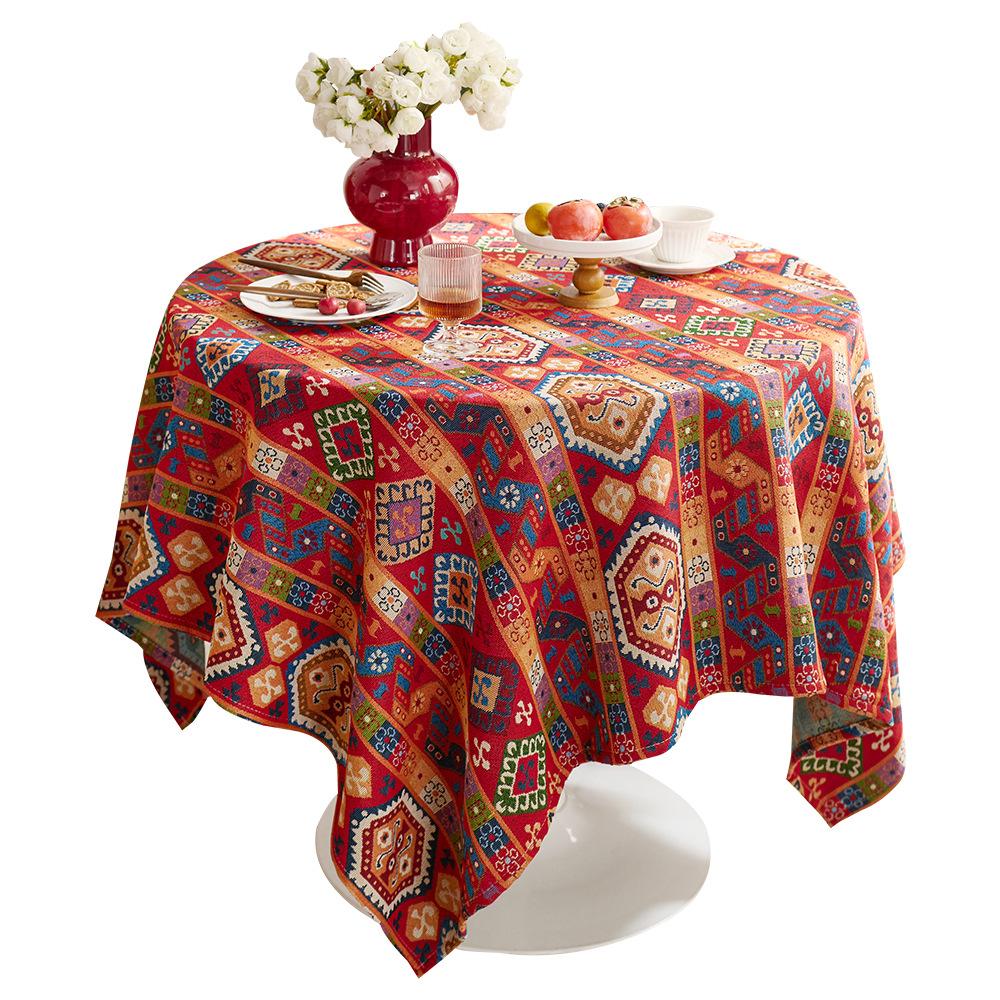 Tablecloth Red Festive Jacquard Table Cloth Round Table Cloth Tablecloth Thickened Coffee Table Cover