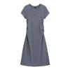 Gap Women's Embroidered Logo Pleated Waist Round Neck Short Sleeve Dress