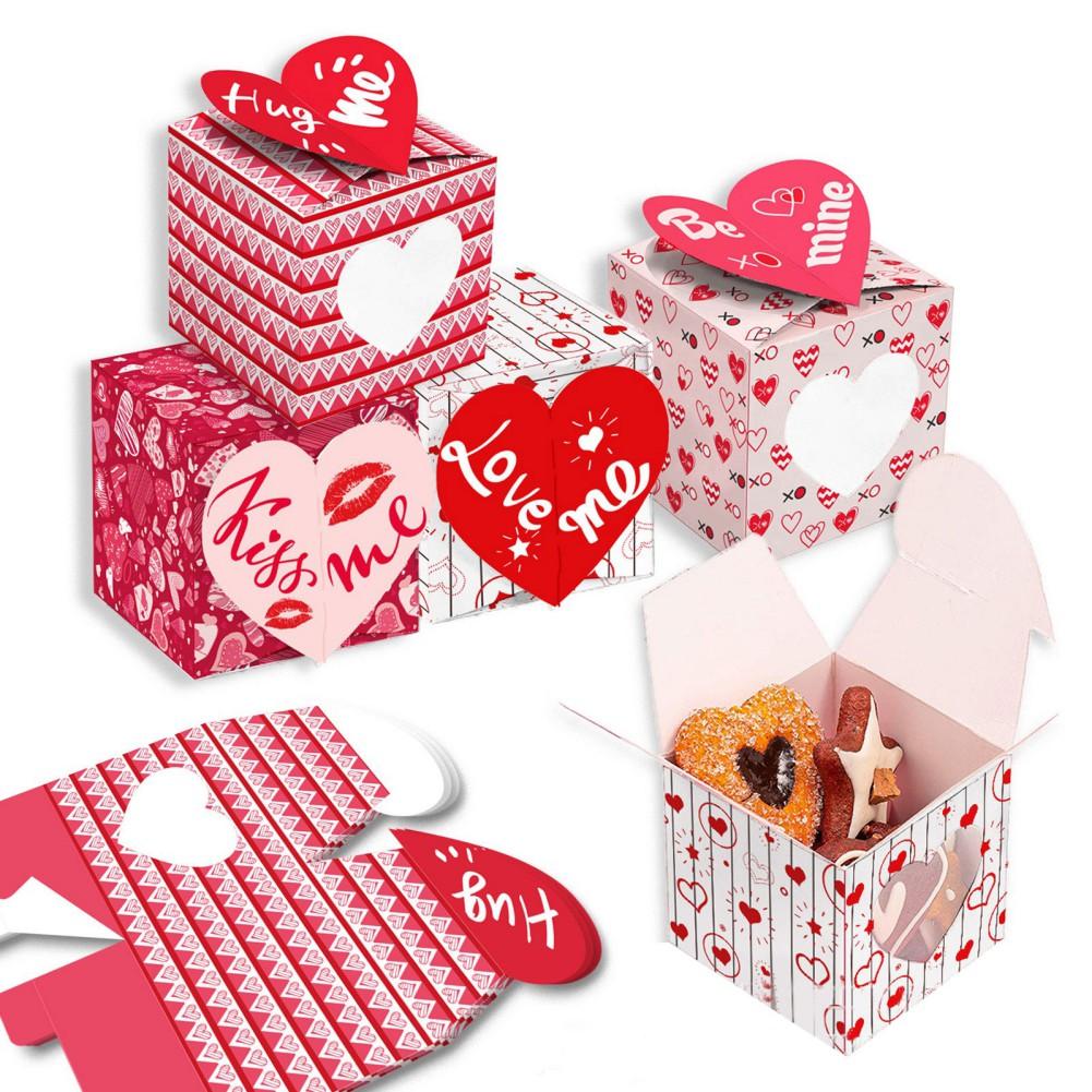 12pcs/lot Valentine's Day Gift Boxes for Biscuit Cookies Heart Express Love Cardboard Packaging Candies Box Wedding Decorations