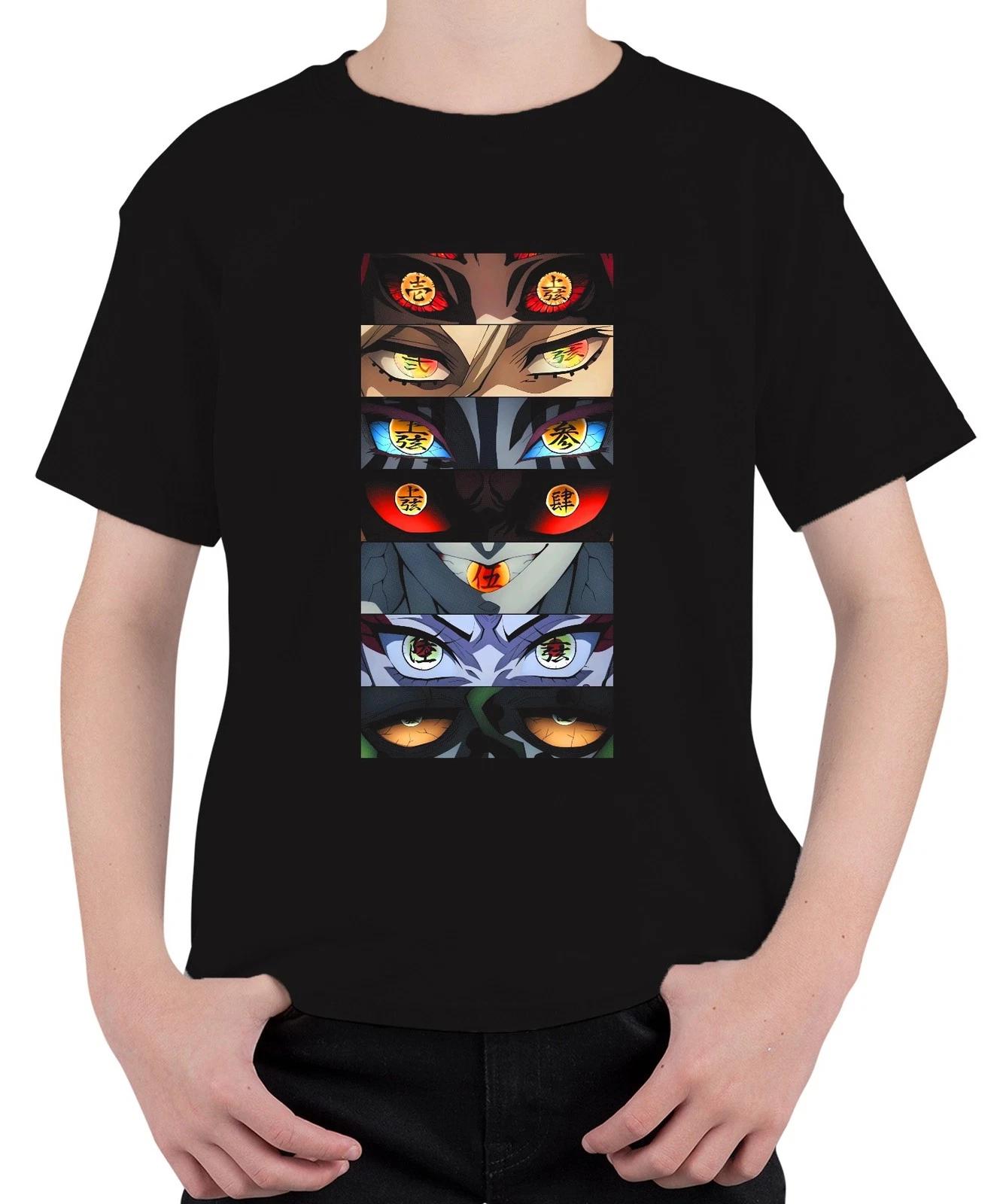 Anime Manga Dämon Augenreihe Otaku Geschenk Halloween gruselig Unisex Kinder T-S S