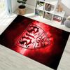 VfB Stuttgart Clubwapen Rood Rookeffect Print Vloerkleed Antislip Rechthoekig Vloermat Voetbalfan Gaming Slaapkamer Woonkamer Huisdecoratie Tapijt