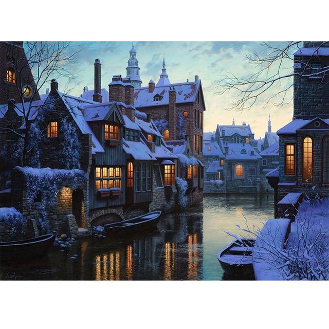 5D Diamond Painting Landscape Diamond Embroidery Sale Full Square Round Diamond Mosaic Winter Snow Scenery New Year Decoration