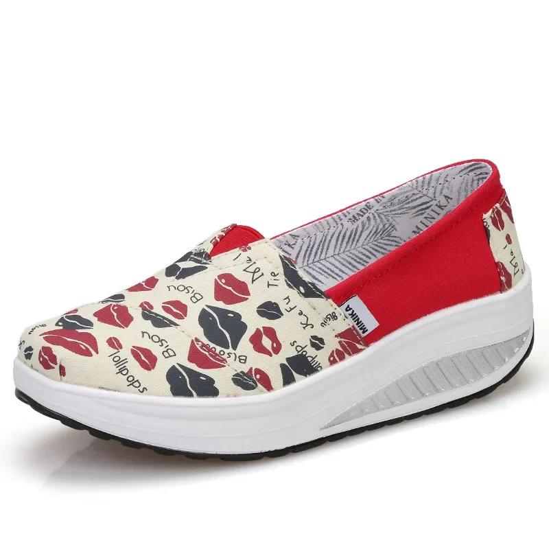 Women's Wedge Loafers Platform Rocking Shoes Light Weight Zapatillas Sports Shoes for Woman Breathable Slimming Swing Shoes