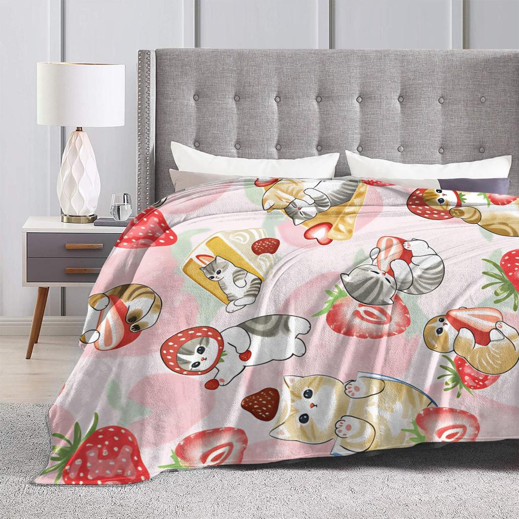 Mofusand Warm Blanket Girls Boys Plush Throw Blanket Funny Couch Chair Flannel Bedspread Sofa Bed Cover