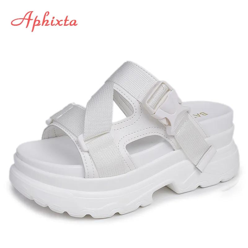 Aphixta Platform Shoes Women Sandals Wedge Heels Shoes Height Increaming Women Buckle Thick Soled Beach Sandals Woman Sandal K78