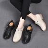 2025 spring and summer new first-layer cowhide flat-soled low-heeled single shoes round head rhinestone soft-soled soft-sided loafers small leather sh