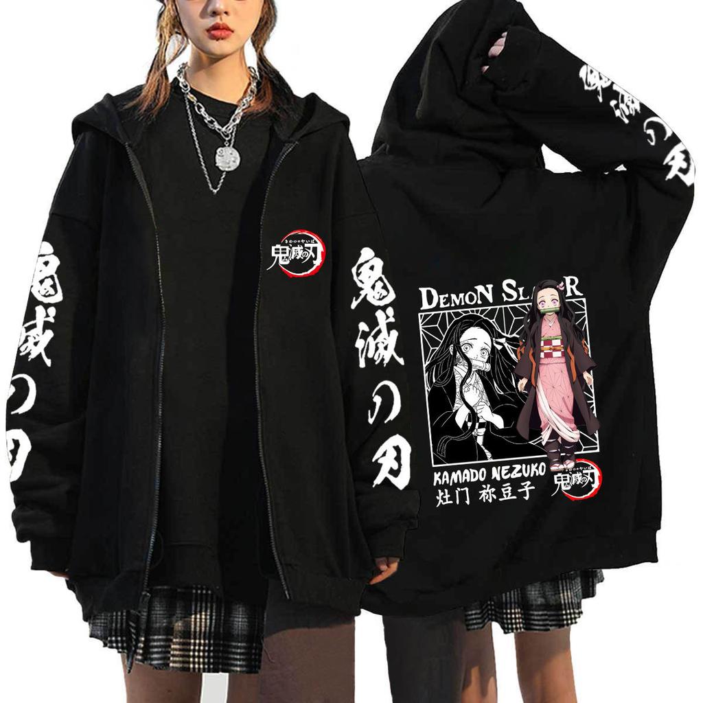 Japan Cartoon Comics Demon Slayer Printed Zip-Up Sweatshirt Unisex Fashion Hoodie/Jacket 0041