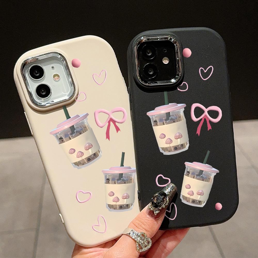 Solid Color Silver Edge Lens Soft Liquid Silicone Shockproof Phone Case for iPhone Samsung Huawei Honor Xiaomi Redmi OPPO Realme Vivo Infinix Tecno