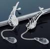 Angel Wing Tassel Clip On Earrings Long Chain Dangle Non Pierced Ear Cuff Jewelry Accessories for Women and Girls