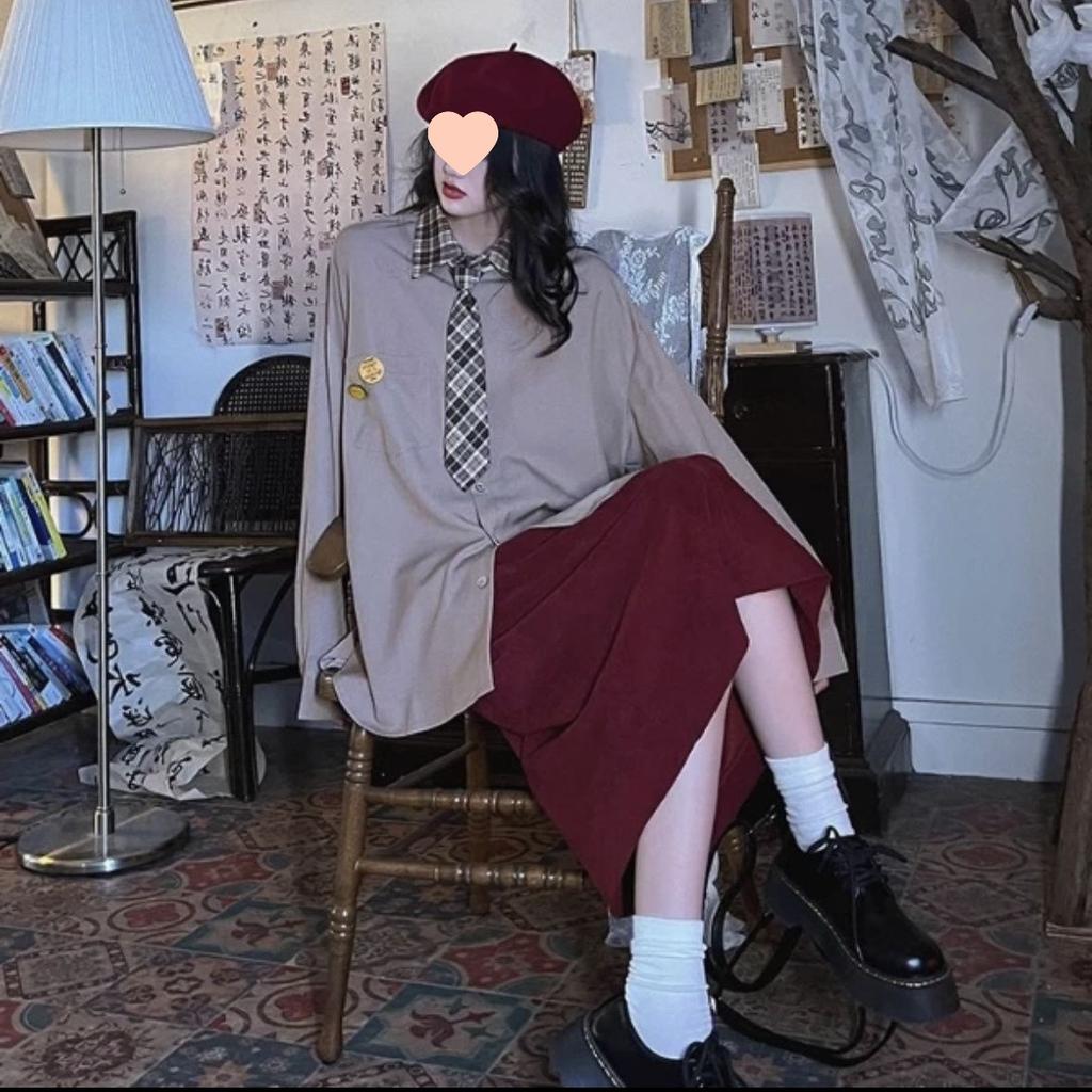 Winter High Waisted Hip Hugging Skirt, Corduroy Split Mid Length Skirt For Women