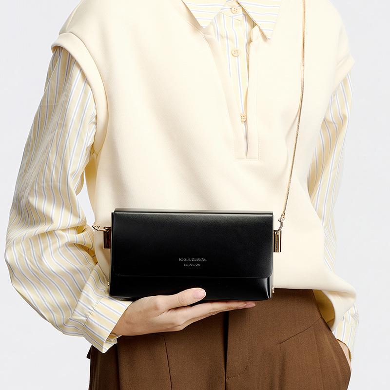 Chain simple small square bag portable shoulder armpit bag leather commuter versatile women's messenger bag
