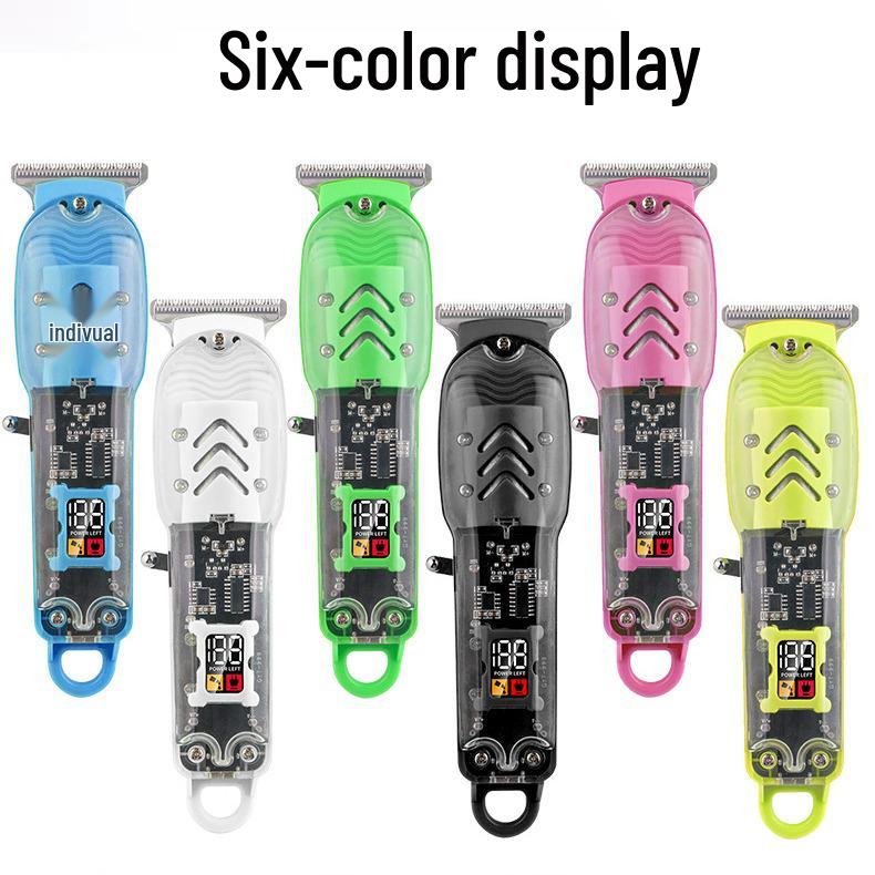 New Model USB Electric Hair Clipper with LCD Display - Professional Transparent Clipper for Barber Shops