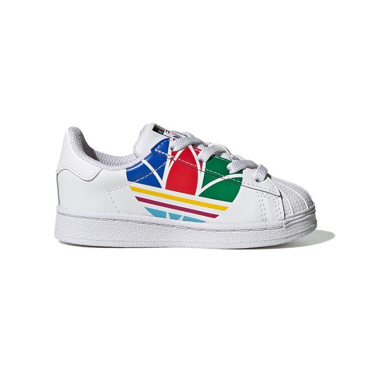 Adidas Superstar Pure K Colorful Trefoil - Cloud White Baby Sneakers Red Blue FW4017