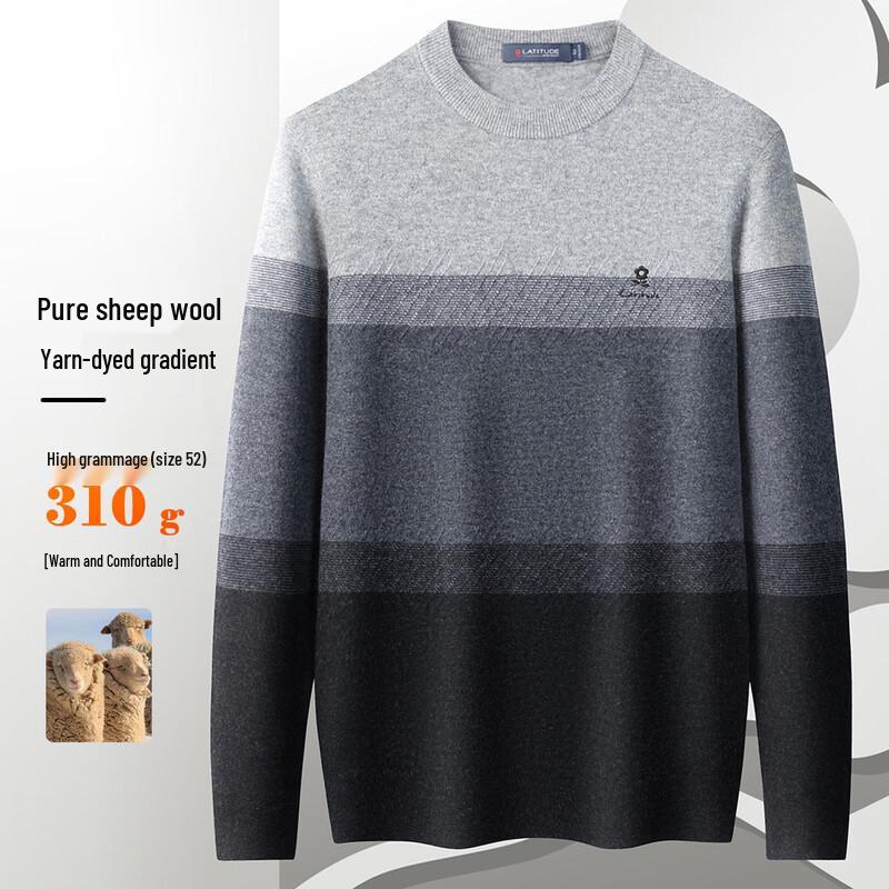 

MONTAGUT Men s Winter Round Neck 100% Wool Sweater M