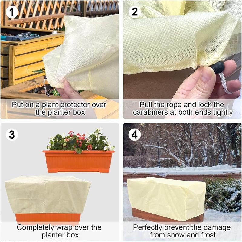 1pc Winter Plant Protection Cover Square Flower Bed & Vegetable Freeze Guard with Elastic Hem, Durable PP Material for Garden