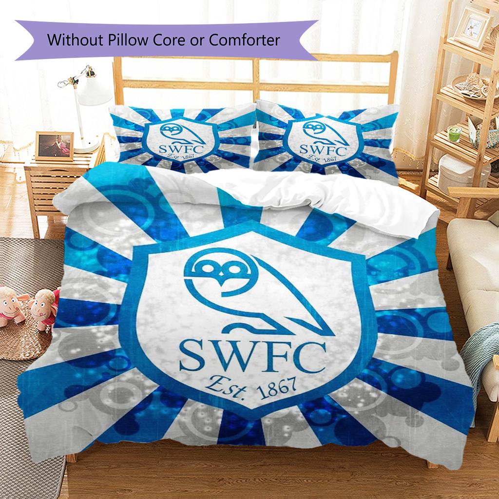 Sheffield Wednesday Football Club Pattern Bedding,Quilt Set Quilt Cover Pillowcase Home Birthday Gift (1 * duvet cover + 2 * pillowcase, without core)