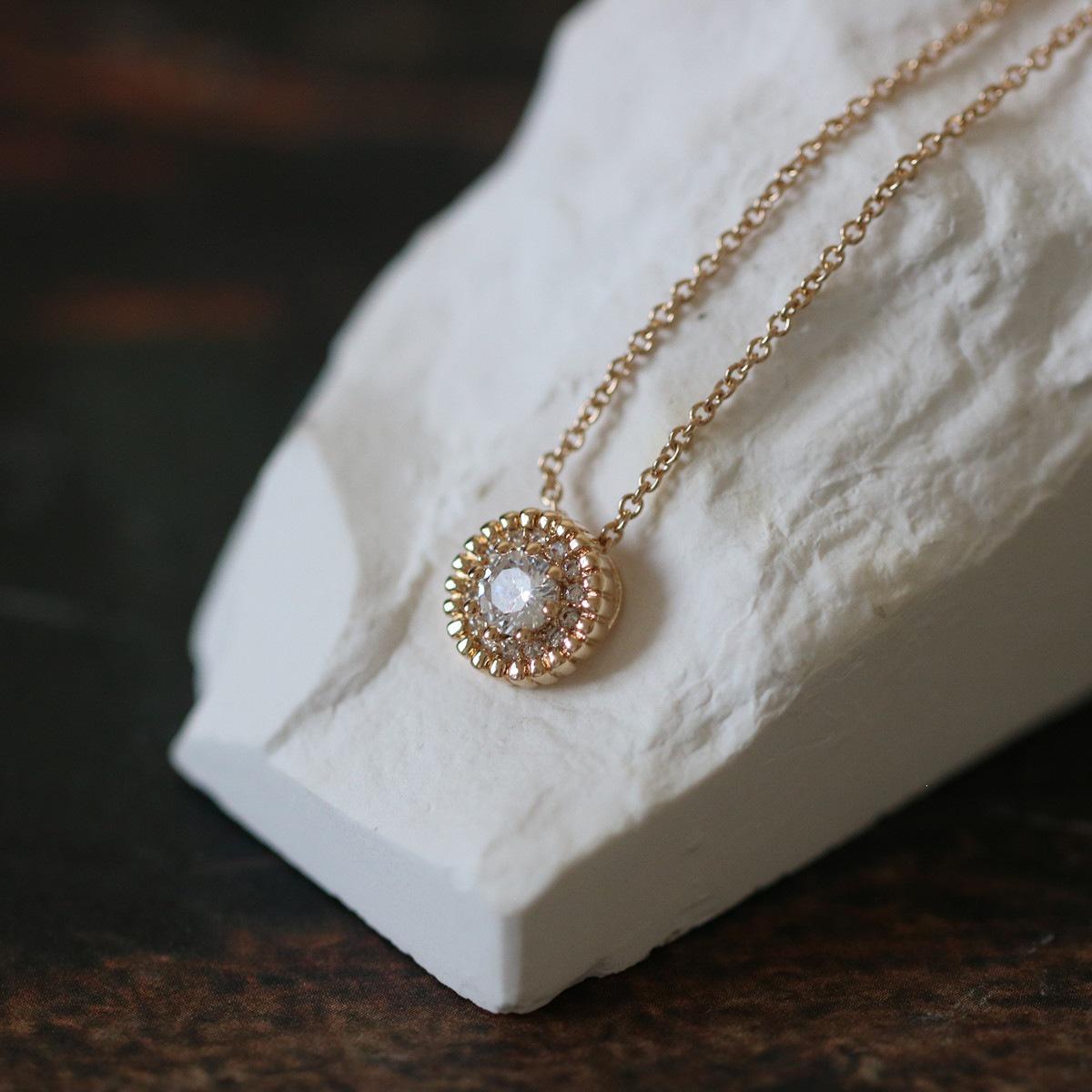 Sparkle~ 18K Gold Plated S925 Sterling Silver Cubic Zirconia Round Pendant Necklace 18K gold color