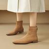 Krazing Pot Sheep Suede Nubuck Autumn Winter Shoes Low Heels Size 43 Modern Boots Square Toe Zipper Retro Ankle Boots
