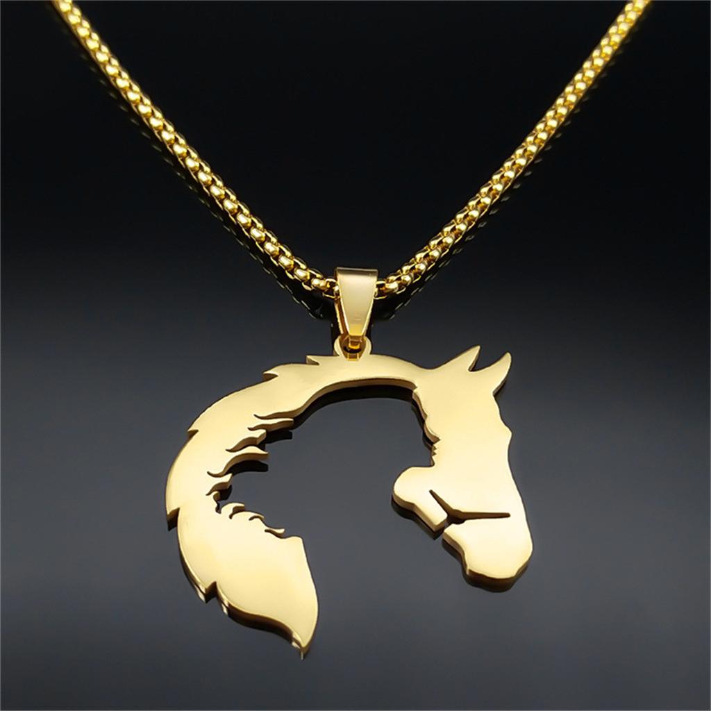 Hollow Retro Horse Head Girls Pendant Jewelry Sweater Chain Women's Necklace