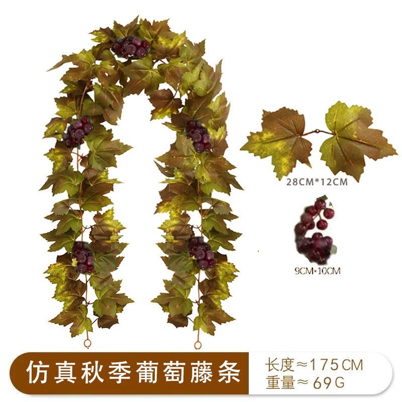 Artificial Maple Leaf Vine Fall Decor Black Leaves Harvest Season Home Decoration Silk Floral Garland
