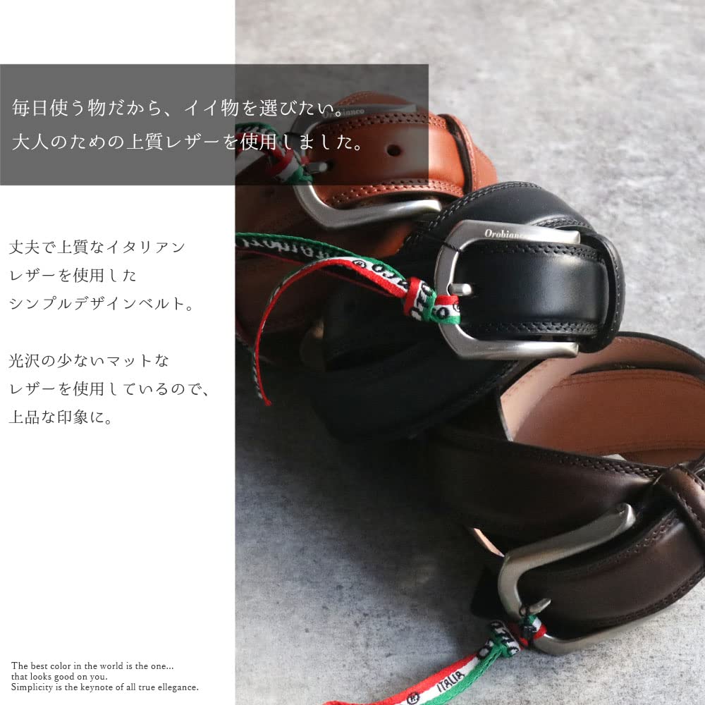 [Orobianco] Genuine Leather Belt for Men, Adjustable Size [Made in Italy] Business, Gentleman, Casual, Large Size, Wide Fit, Slim Fit, Brand Name