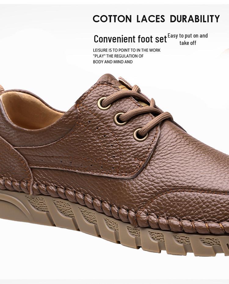 Men's Genuine Leather British Style Casual Loafers - Soft Sole, Slip-on, Black