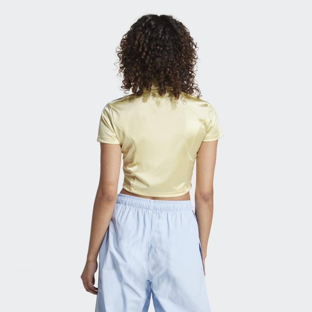 AdidaS Women S Adicolor Short Sleeve Track Top Slim Fit Crop  Jc6367 