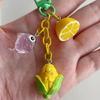Colorful Lemon Corn Fish Keyring Pendant Key Chain Stylish Ornament For Travel Luggage Label Bags Resin Craft