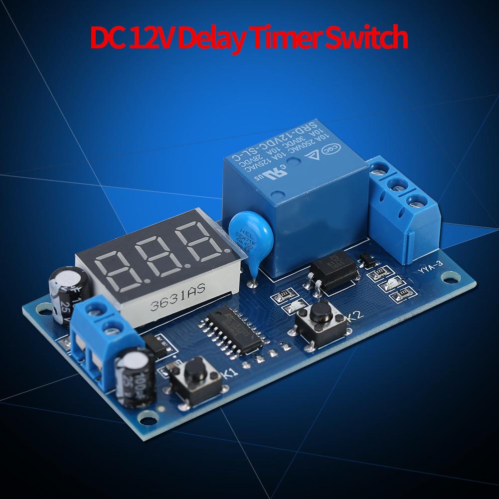 12V Spínací modul s časovým zpožděním cyklu, nastavitelný, s nekonečnou smyčkou a LED displejem
