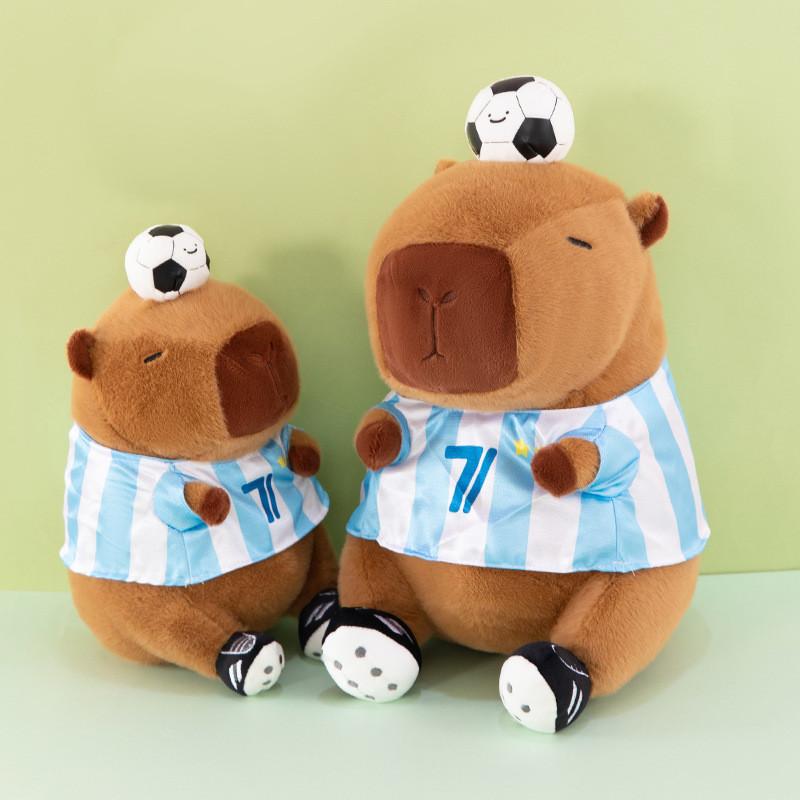 Capybara Plush Toy With Football Design For Kids Gift And Sports Events