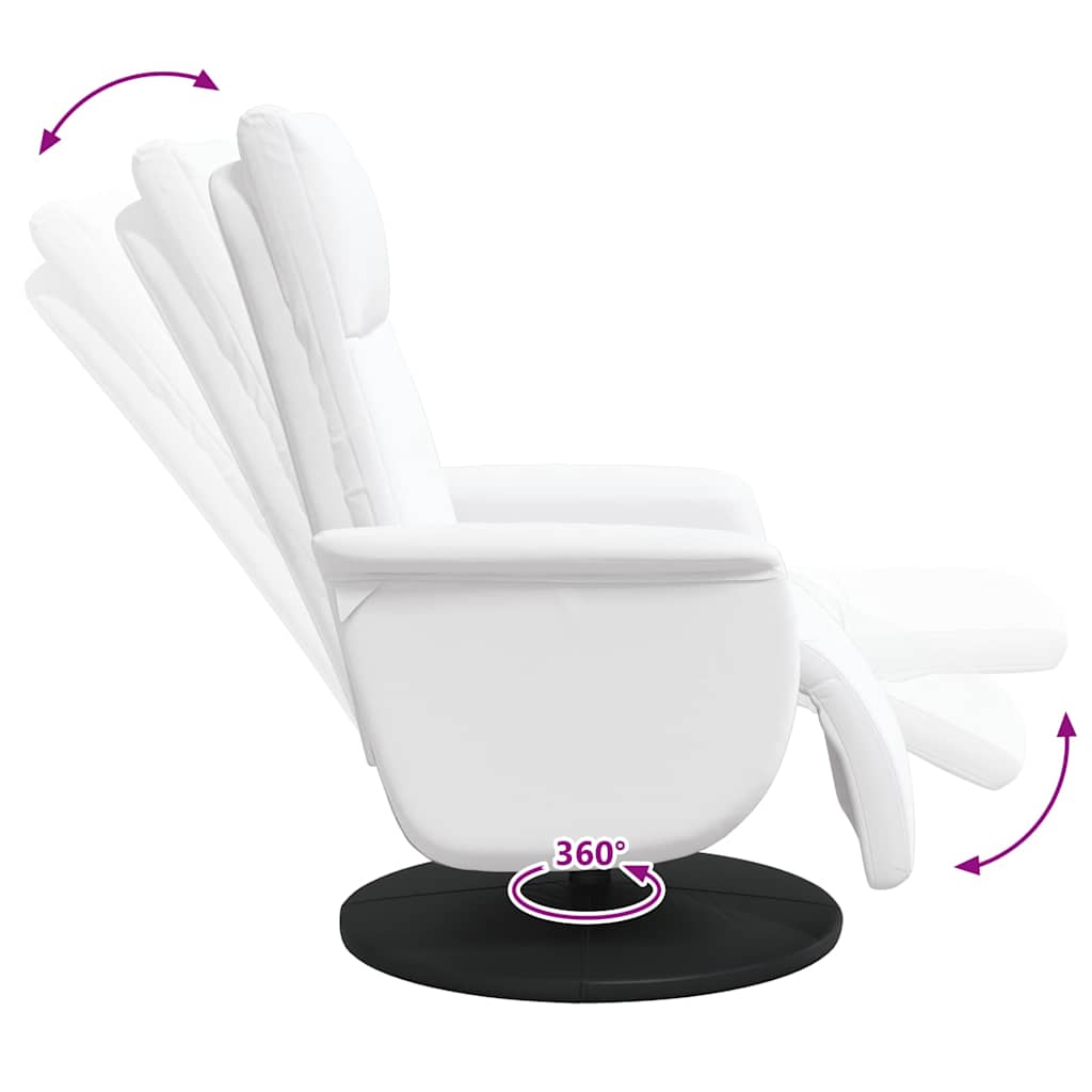 Recliner with Footrest White Faux Leather