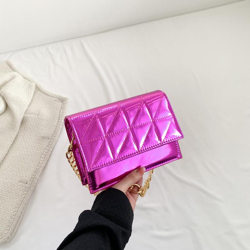 

Stylish Korean Mini Square Bag For Women With Chain Strap And Quilted Design In Black Silver Blue Green Or Rose Purple фіолетовий