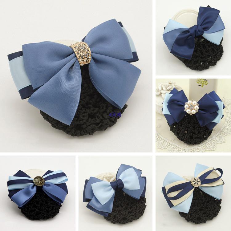 Women's Blue Flower Hair Net & Hairpin for Professionals