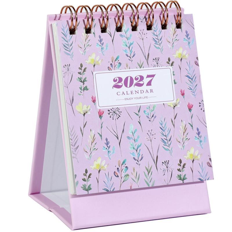Mini Small Desk Calendar 2026 To Dec 2027 Portable Spiral Monthly Calendar Daily Organizer For Desk Home Yearly Planner