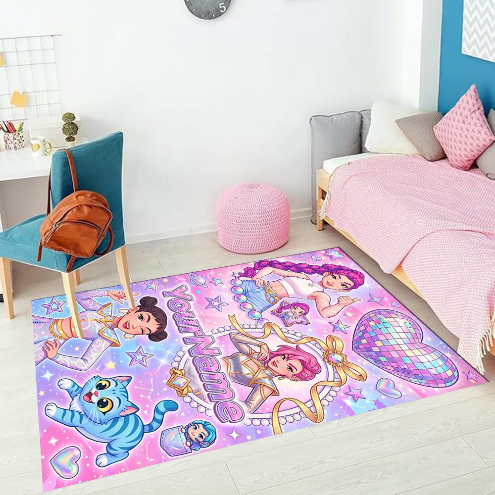 Meninas Caçadoras de Demônios (8) Personalize seu tapete com nome, almofada para cadeira de escritório, presente para quarto de casa, sala de estar.